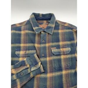 Orvis Mens XL Heavy Weight Flannel Plaid Button Up Long Sleeve Shirt Multicolor